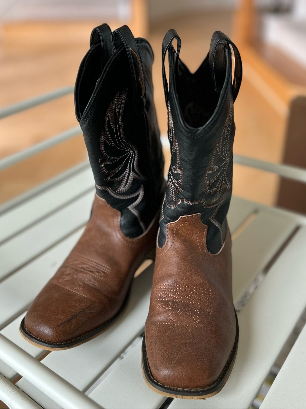 Kids Two-Tone Brown & Black Western Cowboy Boots